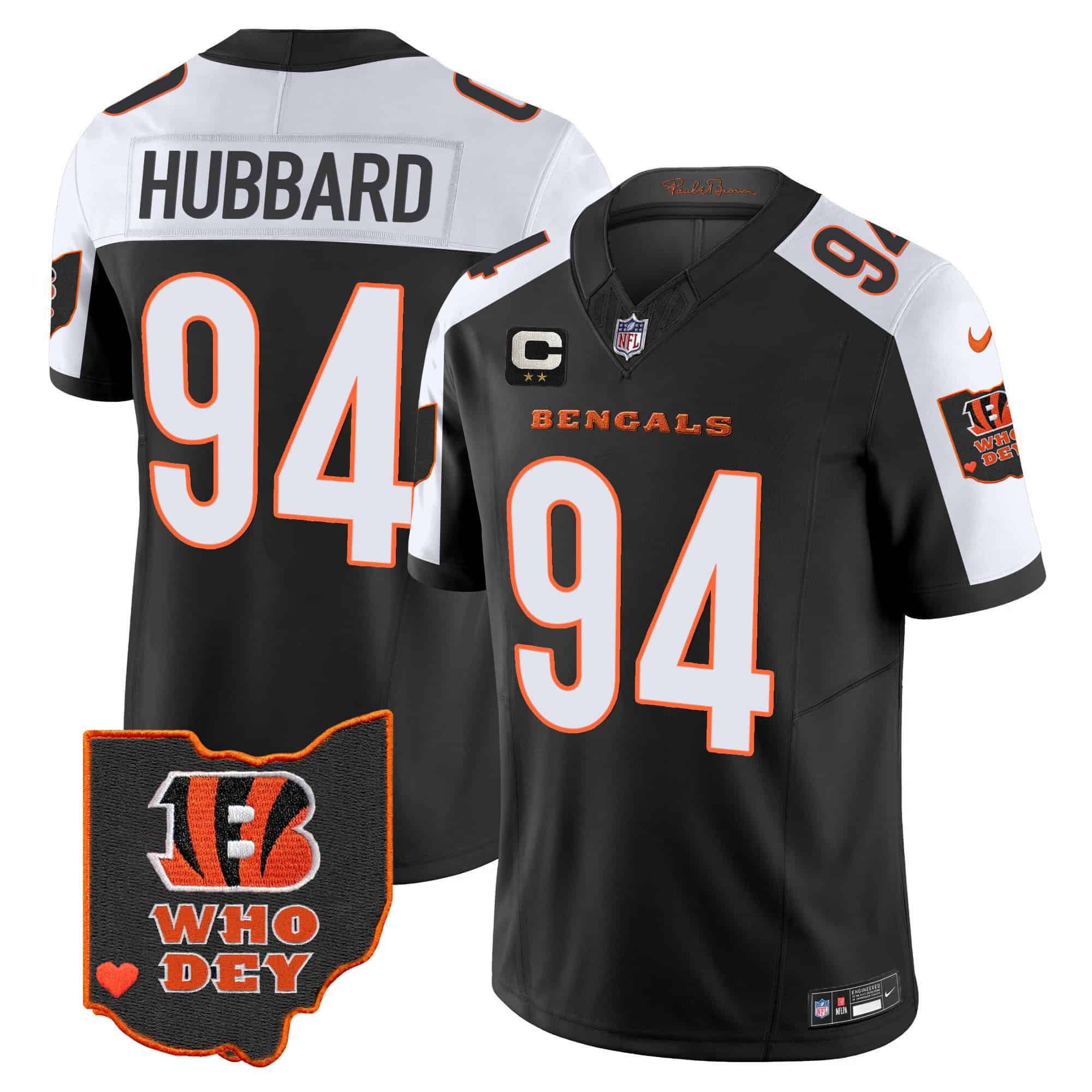 Men Cincinnati Bengals 94 Hubbard Black 2024 Nike Patch Vapor Limited NFL Jersey